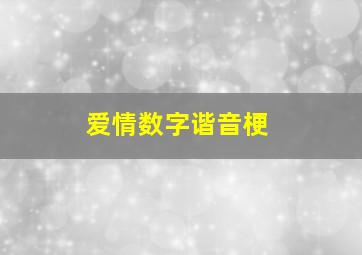 爱情数字谐音梗