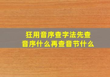 狂用音序查字法先查音序什么再查音节什么