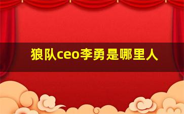 狼队ceo李勇是哪里人