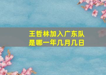 王哲林加入广东队是哪一年几月几日