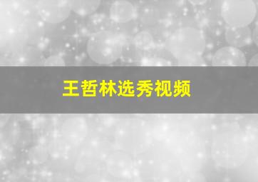 王哲林选秀视频