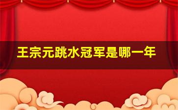 王宗元跳水冠军是哪一年