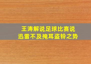 王涛解说足球比赛说迅雷不及掩耳盗铃之势