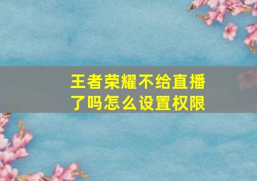 王者荣耀不给直播了吗怎么设置权限