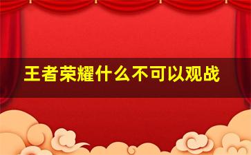 王者荣耀什么不可以观战