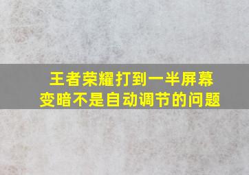 王者荣耀打到一半屏幕变暗不是自动调节的问题