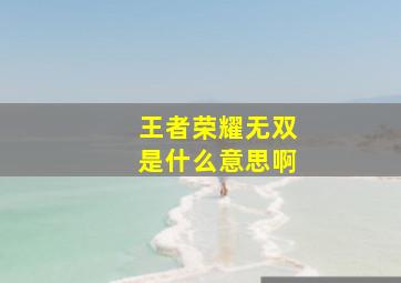 王者荣耀无双是什么意思啊