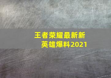 王者荣耀最新新英雄爆料2021