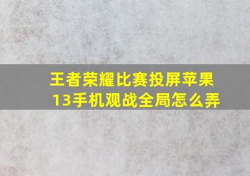 王者荣耀比赛投屏苹果13手机观战全局怎么弄