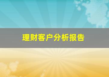 理财客户分析报告