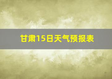 甘肃15日天气预报表