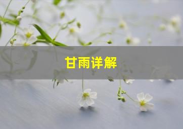 甘雨详解