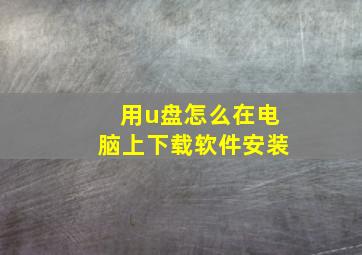 用u盘怎么在电脑上下载软件安装