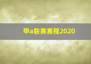 甲a联赛赛程2020