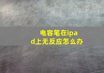 电容笔在ipad上无反应怎么办