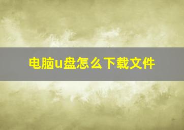 电脑u盘怎么下载文件