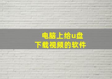 电脑上给u盘下载视频的软件