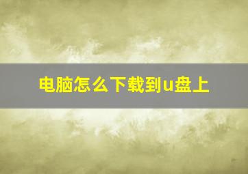 电脑怎么下载到u盘上