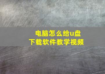 电脑怎么给u盘下载软件教学视频