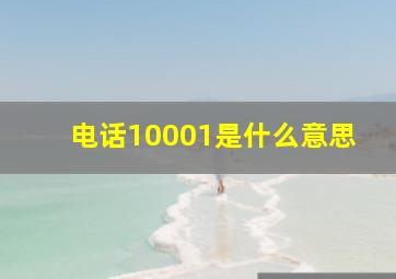 电话10001是什么意思