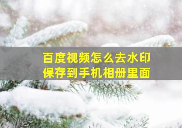 百度视频怎么去水印保存到手机相册里面