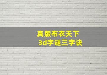 真版布衣天下3d字谜三字诀