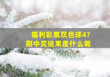 福利彩票双色球47期中奖结果是什么呢