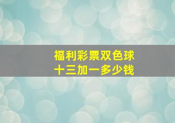 福利彩票双色球十三加一多少钱