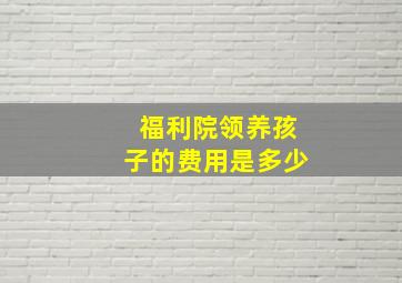 福利院领养孩子的费用是多少