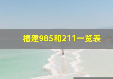 福建985和211一览表