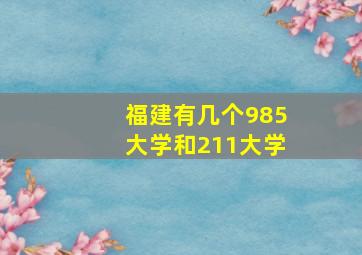 福建有几个985大学和211大学