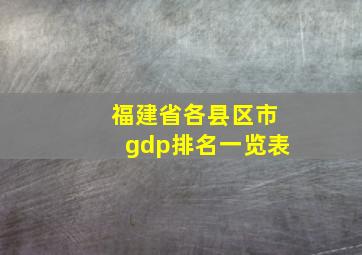 福建省各县区市gdp排名一览表