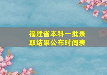 福建省本科一批录取结果公布时间表