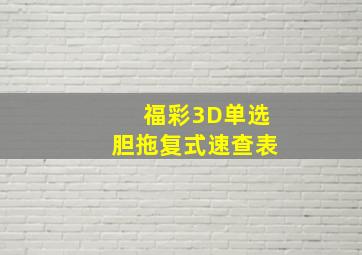 福彩3D单选胆拖复式速查表