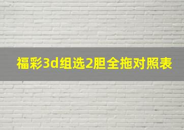 福彩3d组选2胆全拖对照表