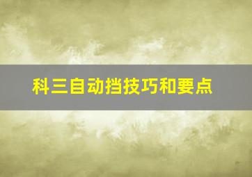 科三自动挡技巧和要点