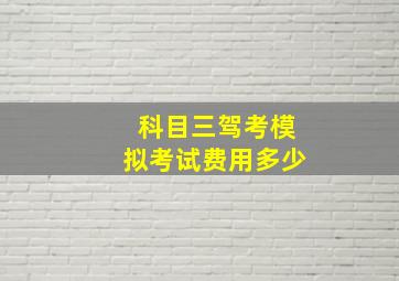 科目三驾考模拟考试费用多少