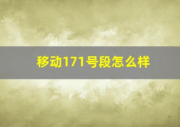 移动171号段怎么样