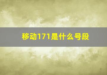 移动171是什么号段