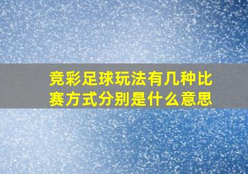 竞彩足球玩法有几种比赛方式分别是什么意思