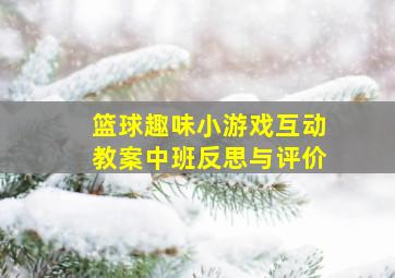 篮球趣味小游戏互动教案中班反思与评价