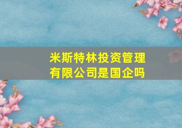 米斯特林投资管理有限公司是国企吗