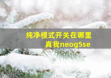 纯净模式开关在哪里真我neog5se