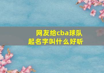 网友给cba球队起名字叫什么好听