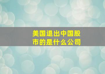 美国退出中国股市的是什么公司