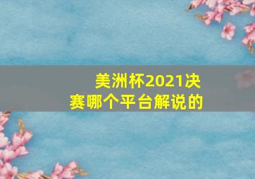 美洲杯2021决赛哪个平台解说的