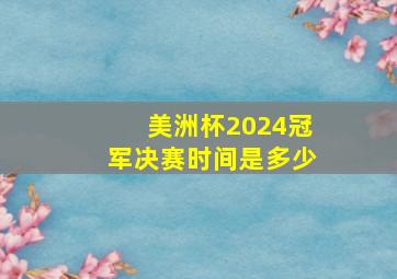 美洲杯2024冠军决赛时间是多少