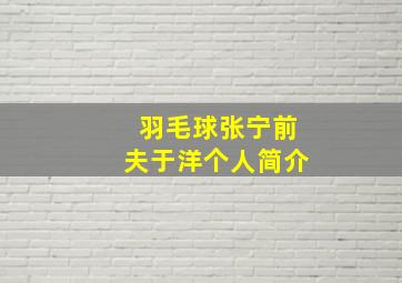 羽毛球张宁前夫于洋个人简介