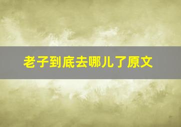 老子到底去哪儿了原文