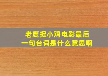 老鹰捉小鸡电影最后一句台词是什么意思啊